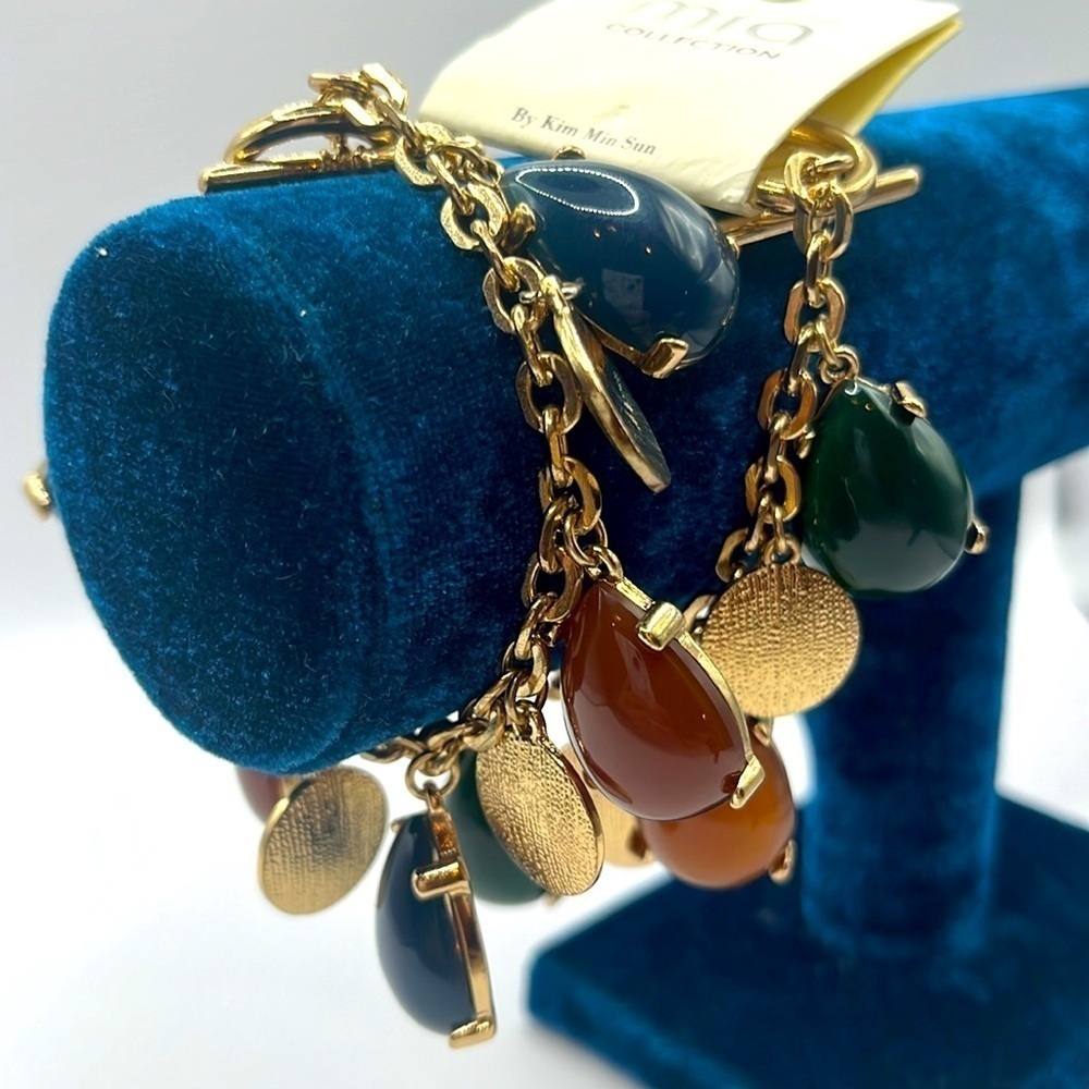 2 Mia Collection Women’s Jewelry Blue Green Orange Gold Tone Bracelet Charm